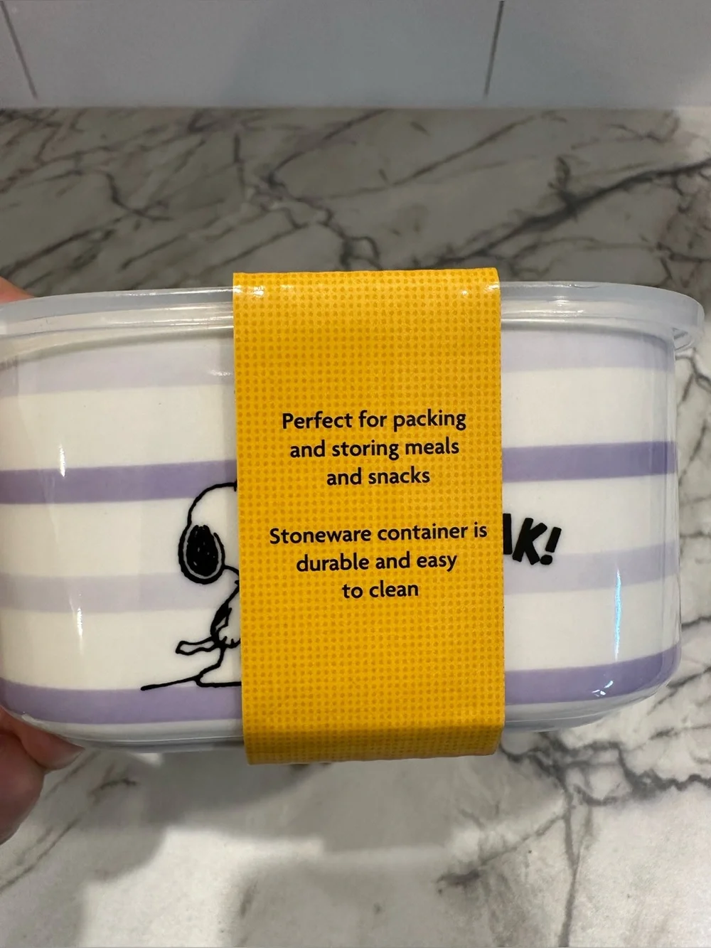 Peanuts Snoopy & Lucy “Chow Time” Stoneware Lunch Box 32 oz